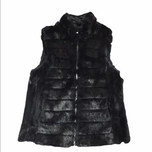 Adrienne Landau Authentic Real Black Fur Vest Sz L